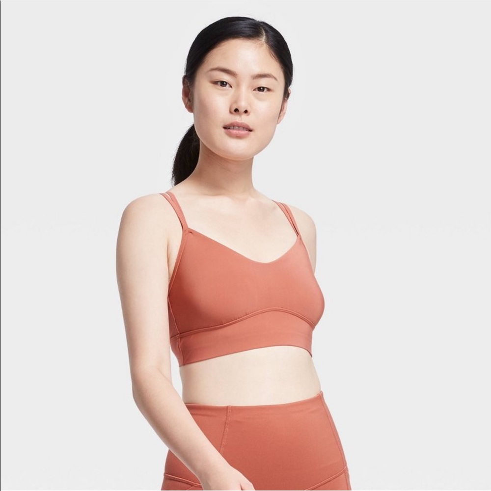 Women's Low Support Strappy Longline Bra Rust
